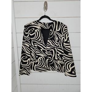 Sandra size 16 tan & black abstract fitted blazer